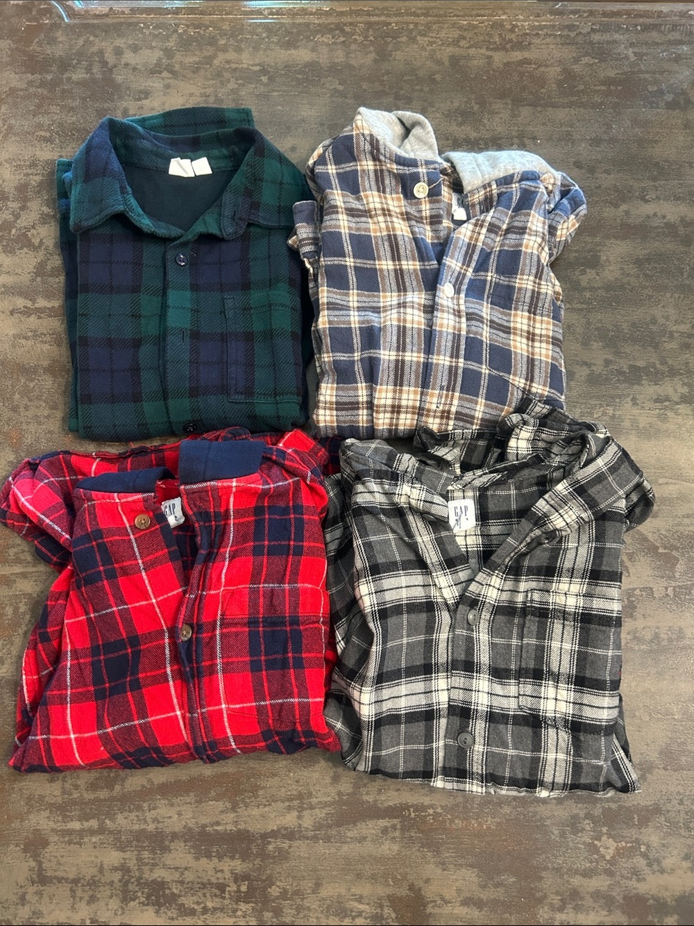 GAP Boys Flannel Hooded Button Up Shirts Size 10
